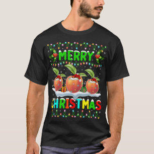 T-shirt Joyeux Christ de Noël Pêche Fruit Éclairage Santa
