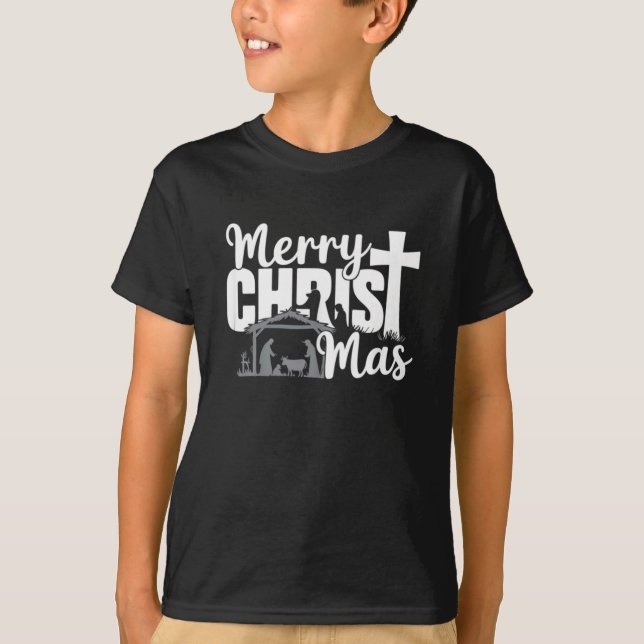 T-shirt Joyeux Christ Mas Christian Noël Famille Jésus (Devant)