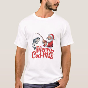T-shirt Joyeux Cod-Noël Père Noël Pêche