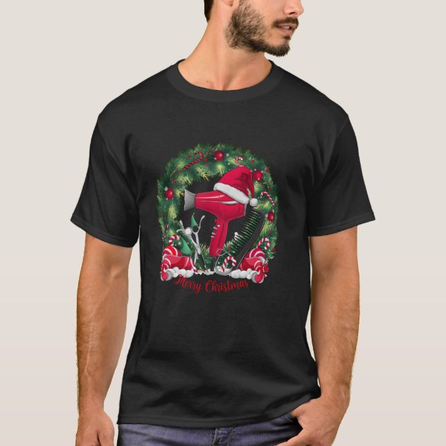 T-shirt Joyeux coiffeur de Noël Funny coiffeur de Noël (Devant)