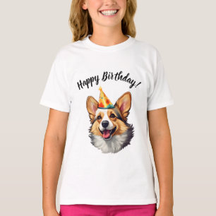 T-shirt Joyeux cône d'anniversaire Corgi