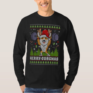T-shirt Joyeux Corgmas Corgi Chien haltérophilie laide Noë