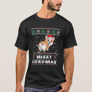 T-shirt Joyeux Corgmas Corgi laide Arbre de Noël Lumière S