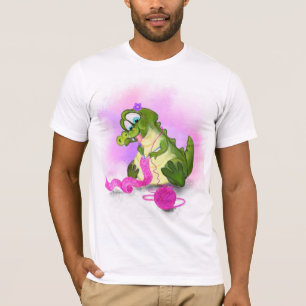 T-shirt Joyeux Crocodile Knits Écharpe rose - Peinture amu