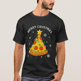 T-shirt Joyeux Crustmas Drôle Pizza Arbre de Noël Joyeux N