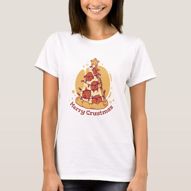 T-shirt Joyeux Crustmas Pizza (Devant)