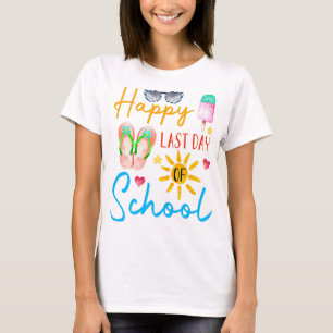 T-shirt Joyeux Dernier Jour De L'École Bonjour Été Été T
