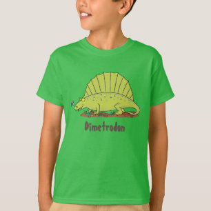T-shirt Joyeux Dimetrodon dessin animé vert dinosaure