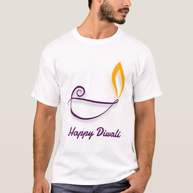T-shirt Joyeux Diwali Purple (Devant)