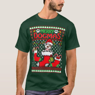 T-shirt Joyeux Dogmas Pit Bull Dog Drôle moche Noël Xma