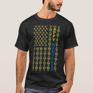 T-shirt Joyeux drapeau HANOUKKA USA avec Menorahs Jewish H