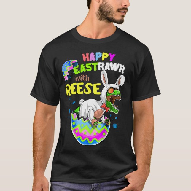 T-shirt Joyeux Eastrawr avec la famille REESE Pâques Jour (Devant)