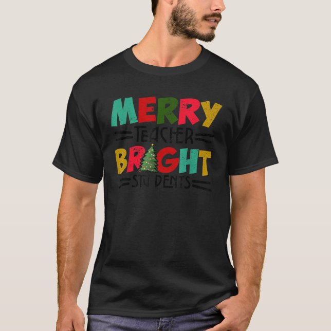 T-shirt Joyeux enseignant Étudiants brillants Noël Hol d'h (Devant)