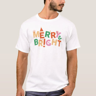 T-shirt Joyeux et brillant couleur Noël rétro
