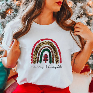 T-shirt Joyeux et brillant Empreinte de léopard Rainbow No