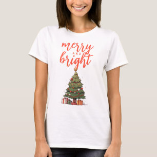 T-shirt Joyeux et brillant Noël des femmes blanches modern