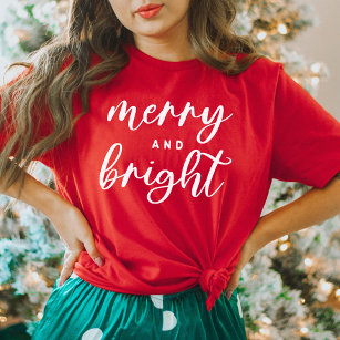 T-shirt Joyeux et brillant Noël des femmes rouges modernes