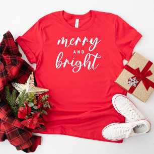 T-shirt Joyeux et brillant Noël des femmes rouges modernes