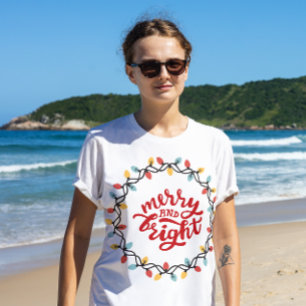 T-shirt Joyeux et brillant Noël des femmes rouges modernes