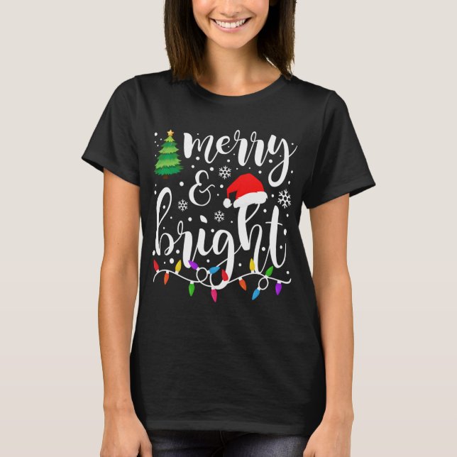 T-shirt Joyeux et brillants lumières de Noël Funky Family  (Devant)