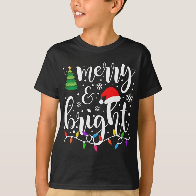 T-shirt Joyeux et brillants lumières de Noël Funky Family  (Devant)