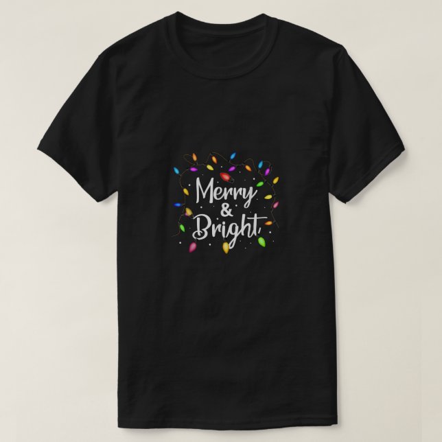 T-shirt Joyeux et brillants Noël Hommes Femmes Noël (Design devant)