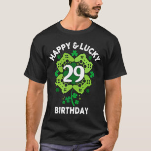 T-shirt Joyeux et chanceux 29e anniversaire Gamer Shamrock