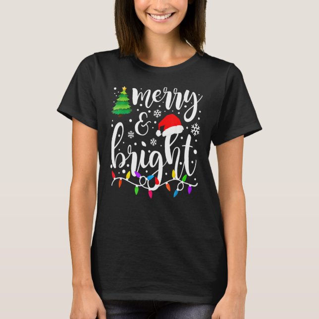 T-shirt Joyeux Et Lumineux Feux De Noël Famille Christma (Devant)