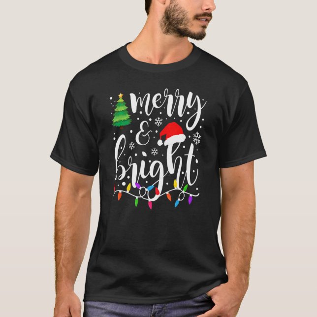T-shirt Joyeux Et Lumineux Feux De Noël Famille Christma (Devant)
