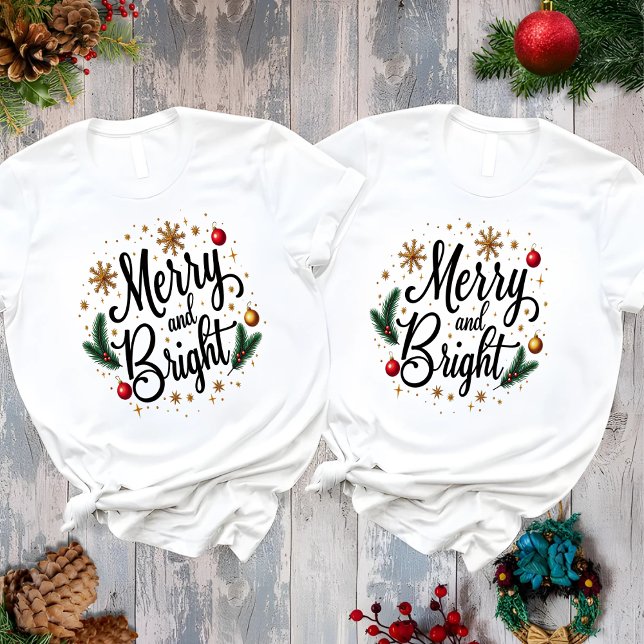 T-shirt Joyeux et lumineux Noël de Noël élégant (Créateur téléchargé)