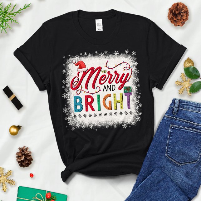 T-shirt Joyeux et lumineux Noël, Fêtes de Noël (Créateur téléchargé)