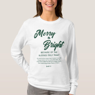 T-shirt Joyeux et lumineux Noël vert Script