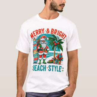T-shirt Joyeux et lumineux, style de plage - Festive Noël