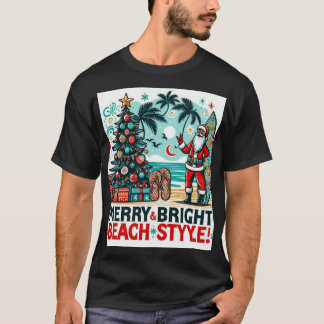 T-shirt Joyeux et lumineux, style de plage - Festive Noël