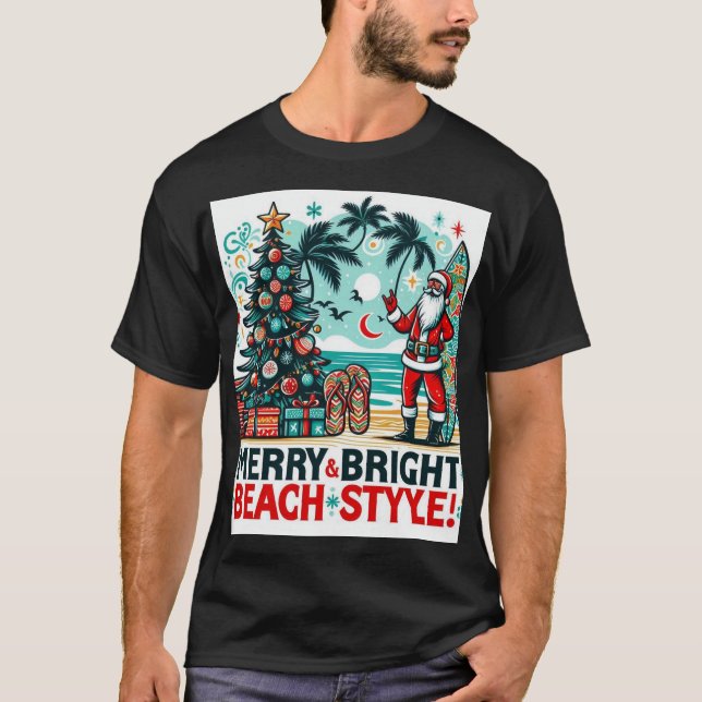 T-shirt Joyeux et lumineux, style de plage - Festive Noël  (Devant)