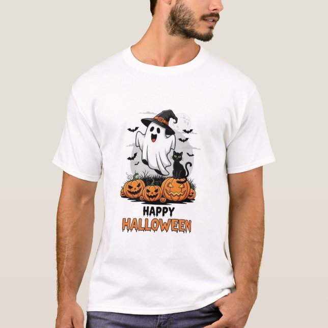 T-shirt Joyeux fantôme d'Halloween (Devant)