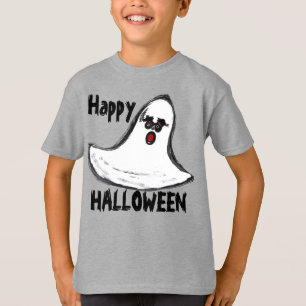 T-shirt Joyeux Fantôme rouge blanc d'Halloween