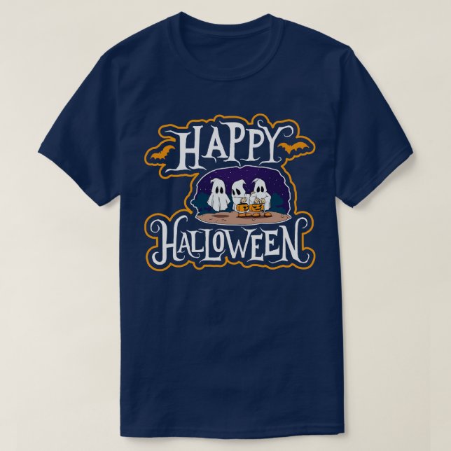 T-shirt Joyeux Fantômes Drôle D'Halloween (Design devant)