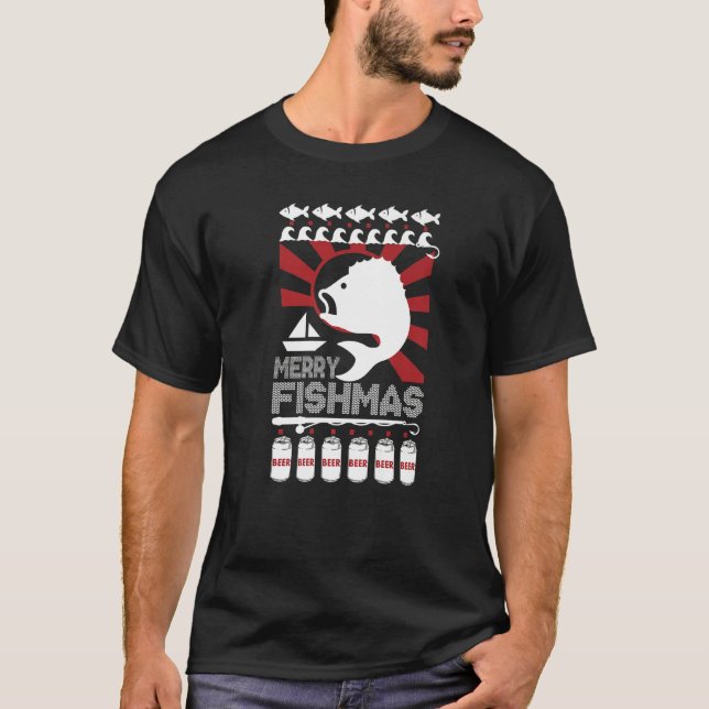 T-shirt Joyeux Fishmas Amour Pêche (Devant)