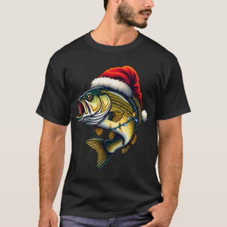 T-shirt Joyeux Fishmas Santa Amateurs de Pêche Drôle de Pê