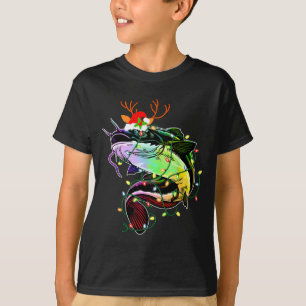 T-shirt Joyeux Fishmas Santa Amoureux de la Pêche Drôle de
