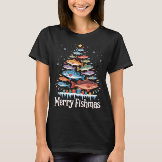 T-shirt Joyeux Fishmas Sapin de Noël Poisson Drôle Pêche
