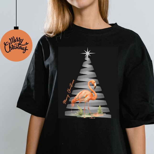 T-shirt Joyeux Flamant rose de Noël de Floride et arbre (Créateur téléchargé)