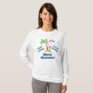 T-shirt Joyeux Flamant rose rose de Noël à Santa Hat