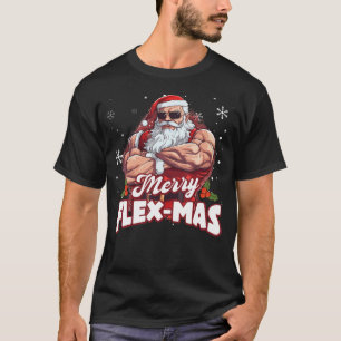 T-shirt Joyeux Flex-Noël Muscles Pour Noël Santa Fitness