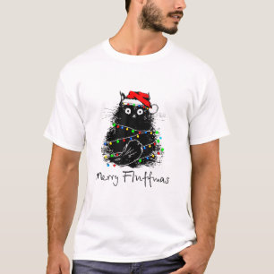 T-shirt Joyeux Fluffmas Chats Avec Chapeau De Père Noël Jo