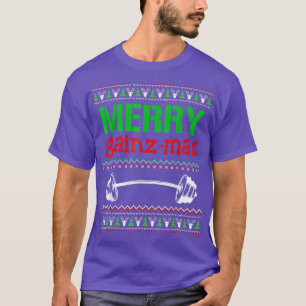 T-shirt Joyeux Gainzmas Gym Lifting Poids Lifter Ugly Chri