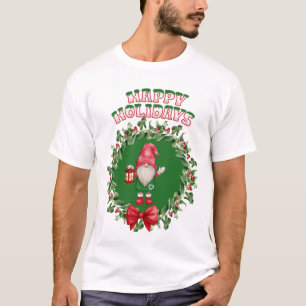T-shirt Joyeux Gnome des Fêtes à l'intérieur d'une couronn