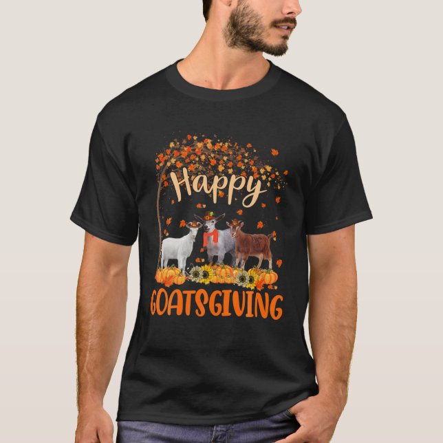 T-shirt Joyeux Goatsgiving mignon Thanksgiving Chèvre Prop (Devant)