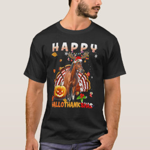 T-shirt Joyeux Hallo Thanksmas Dinde Cheval Noël Renne